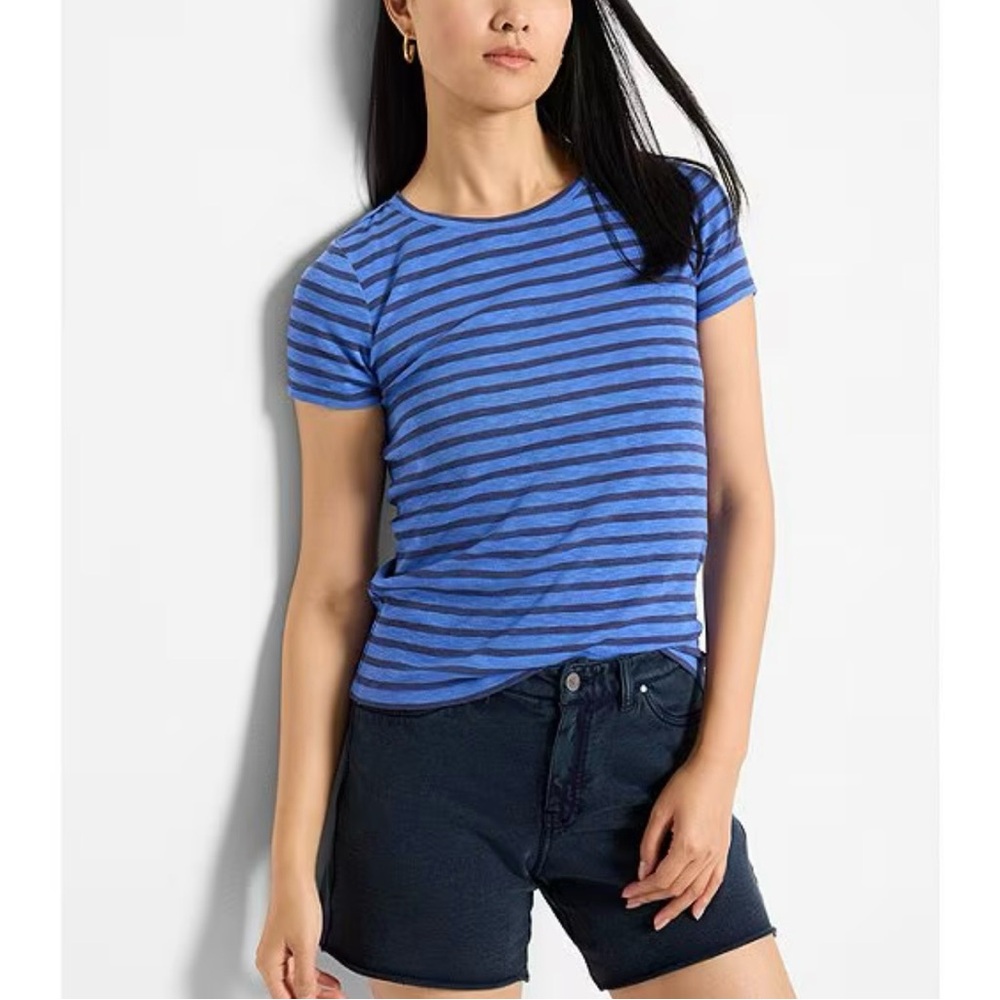 NIC+ZOE Stripe Knit Scoop Neck Short Sleeve Cotton Blend Blue Striped Tee NWT XL - Picture 3 of 11